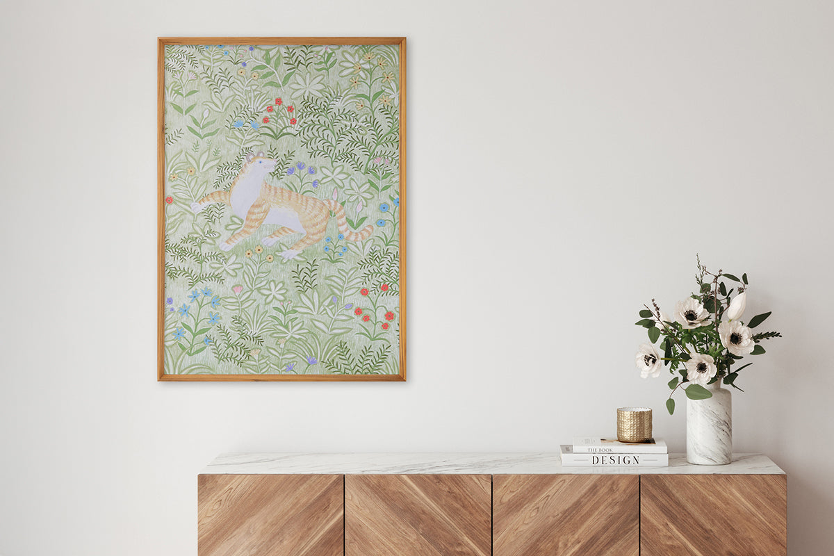 [Limited] Art Touch Kazuko Furuta Art Poster with Teak Frame / TOUCH & FLOW
