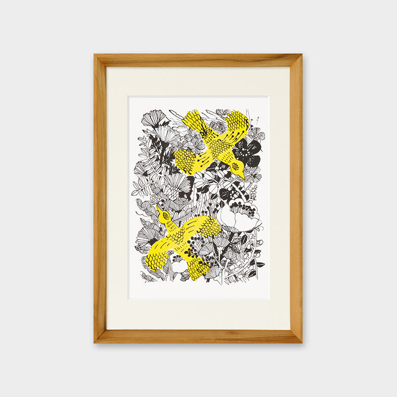 [Limited] Art Touch Kanae Kouno A4 Art Poster with Teak Frame / TOUCH & FLOW