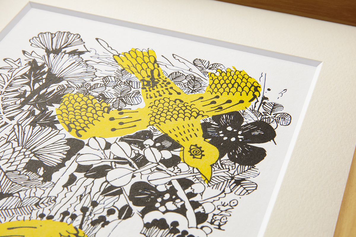 [Limited] Art Touch Kanae Kouno A4 Art Poster with Teak Frame / TOUCH & FLOW