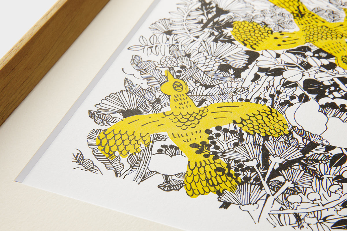 [Limited] Art Touch Kanae Kouno A4 Art Poster with Teak Frame / TOUCH & FLOW