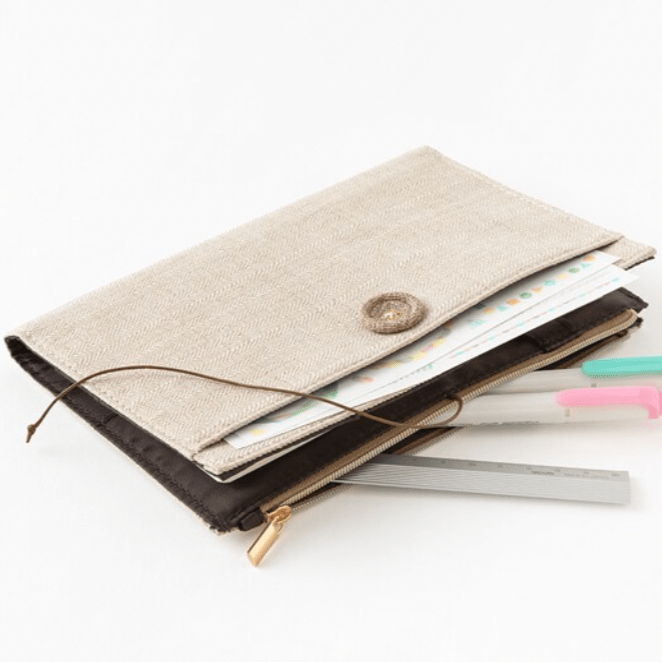 Yuru Log Zipper Pouch Notebook Cover / Midori DESIGNPHIL - bungu