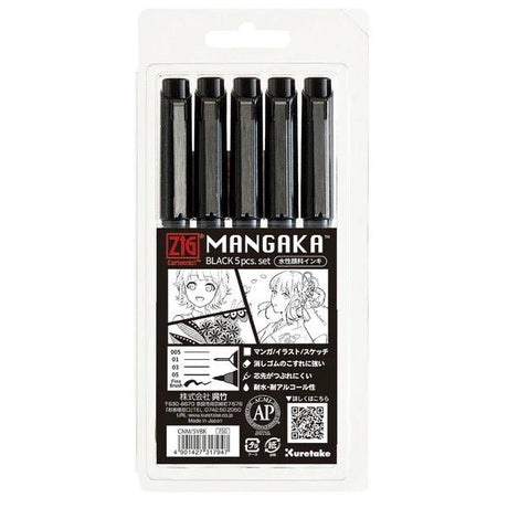 ZIG Cartoonist Managaka Pen 5 Piece Set / Kuretake - bungu