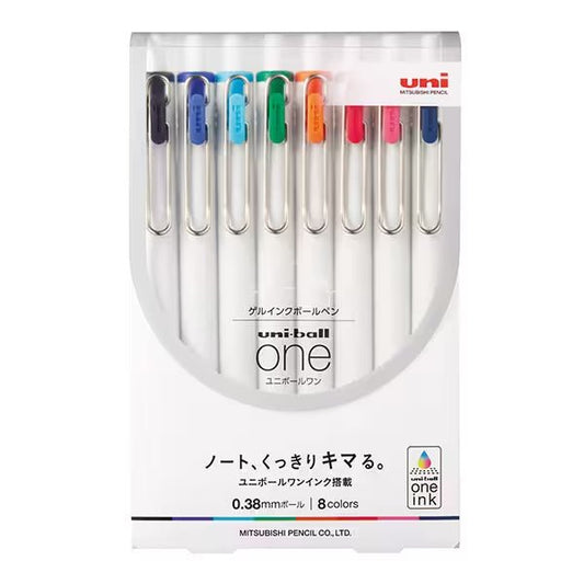 uni-ball one 0.38mm Gel Ink Ballpoint Pens 8 Color Set / Mitsubishi Pencil