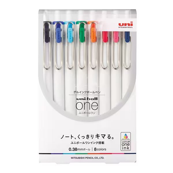 uni-ball one 0.38mm Gel Ink Ballpoint Pens 8 Color Set / Mitsubishi Pencil
