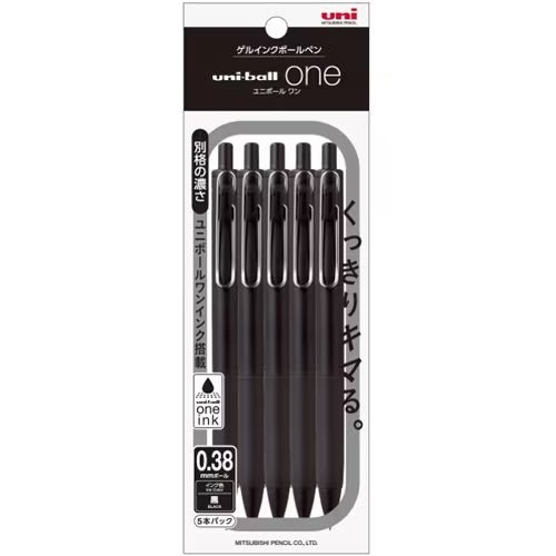 uni-ball one Gel Ink Black Ballpoint Pens 5P / Mitsubishi Pencil