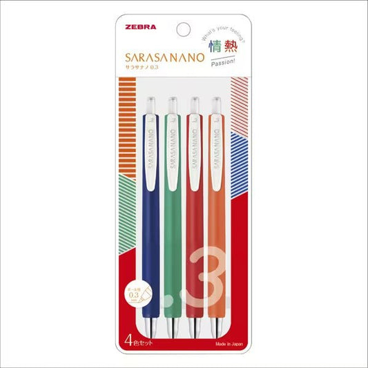 Sarasa Nano 0.3mm Gel Ink Ballpoint Pen 4 Color Set / Zebra