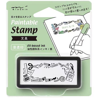 Paintable Stamp Self-Inking Rubber Stamp Half / Midori DESIGNPHIL