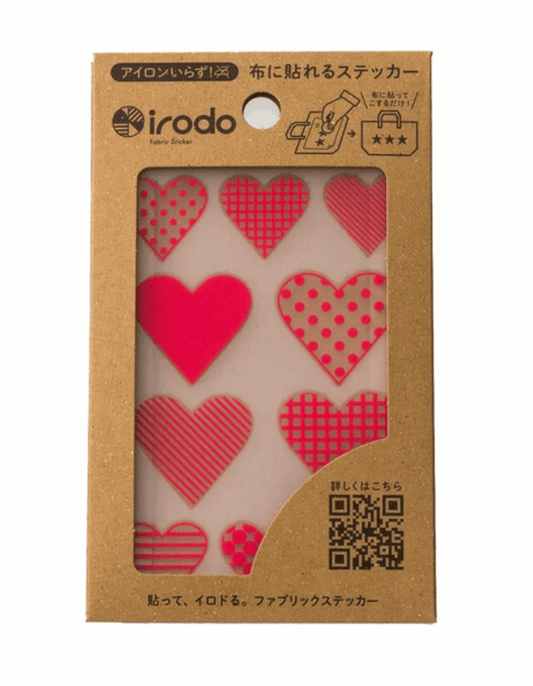 Fabric Sticker Heart Pattern Red