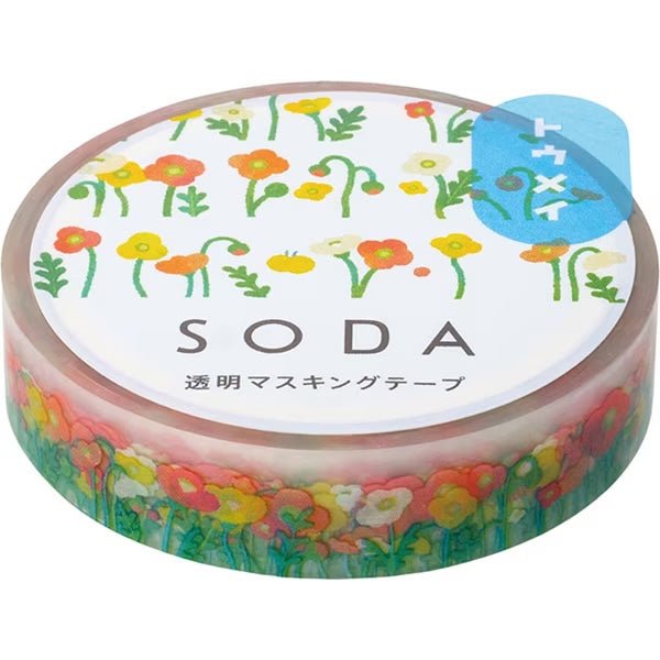 KINGJIM SODA Transparent Masking Tape Poppy