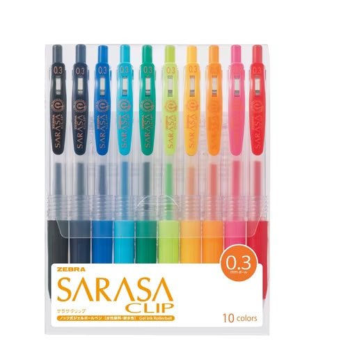 Sarasa Clip 0.3 Gel Ballpoint Pen 0.3 mm 10 Color Set