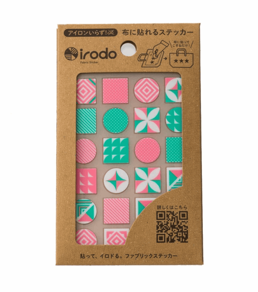 Pink and green tile fabric stickers