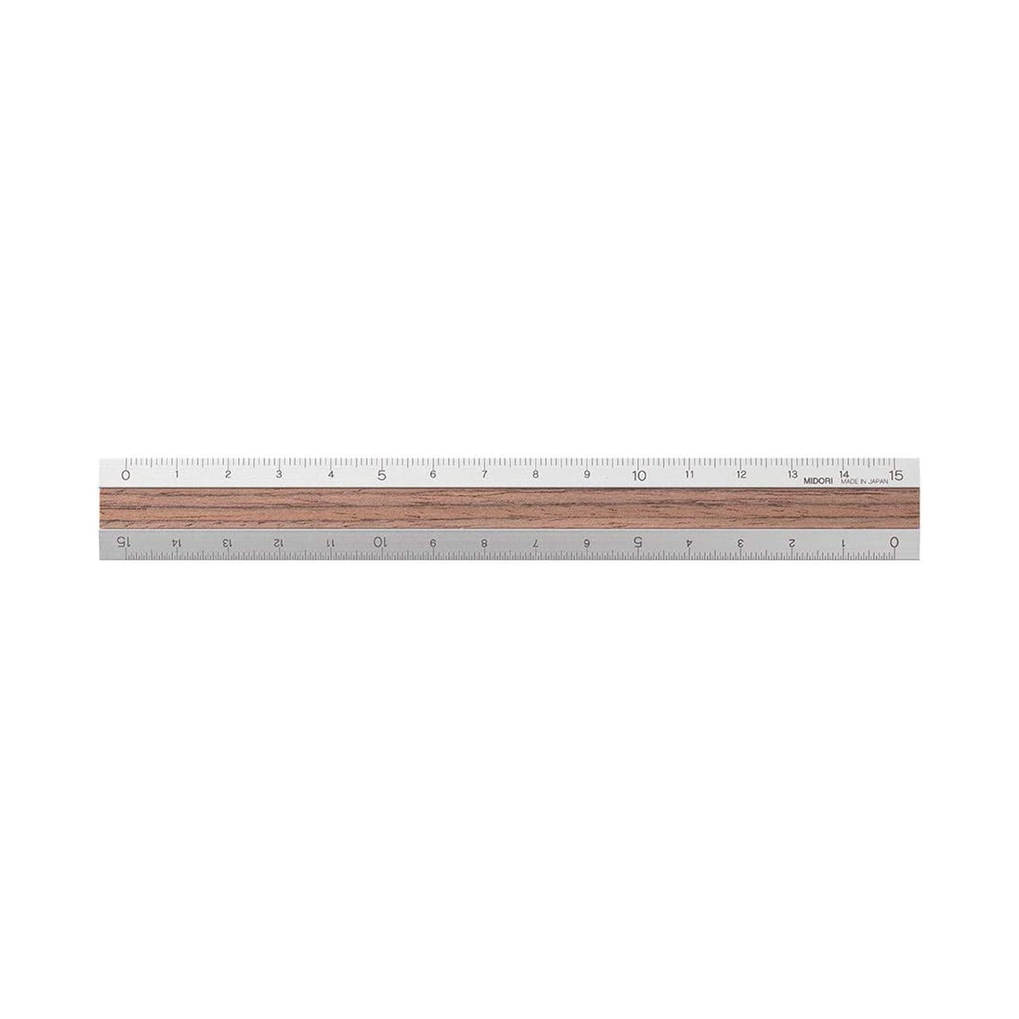 Aluminum & Wood Ruler 15cm Dark Brown / Midori