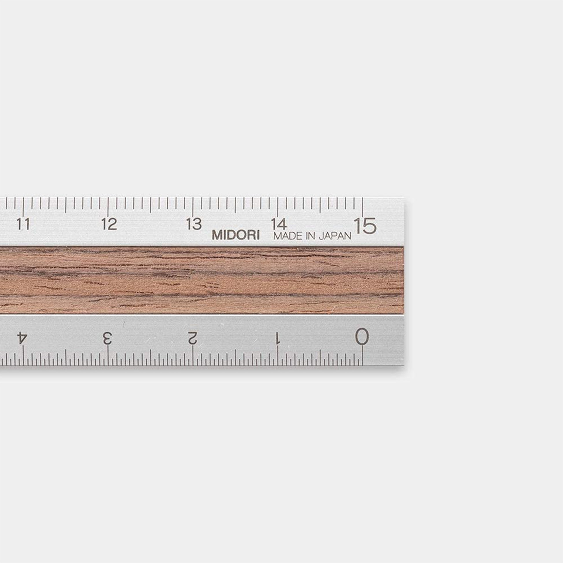 Midori Aluminium & Wooden Ruler 15cm - Dark Brown