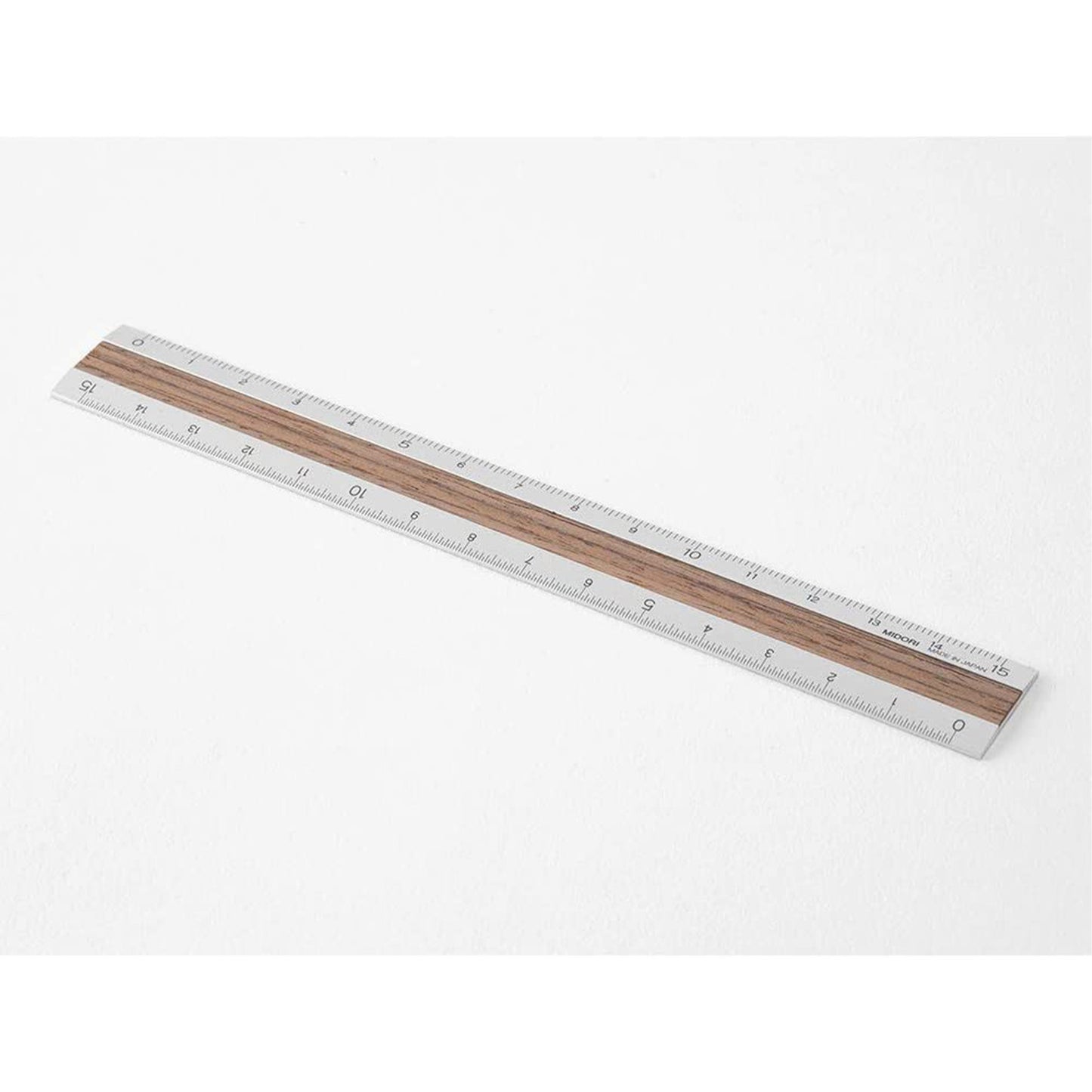 Aluminum & Wood Ruler 15cm Dark Brown / Midori
