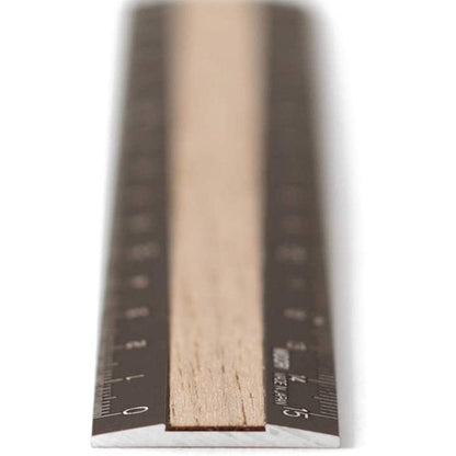 Aluminum & Wood Ruler 15cm Brown / Midori