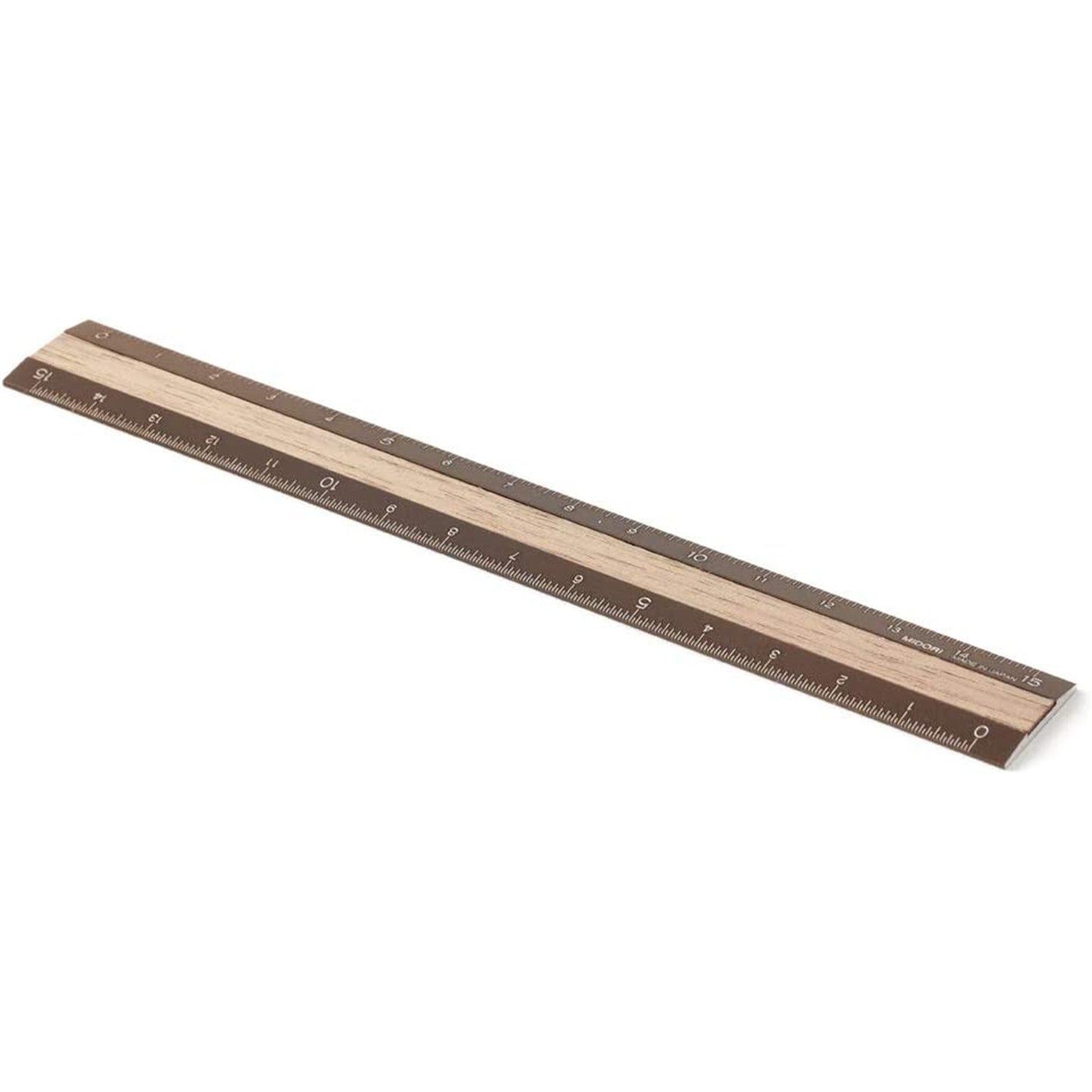 Aluminum & Wood Ruler 15cm Brown / Midori