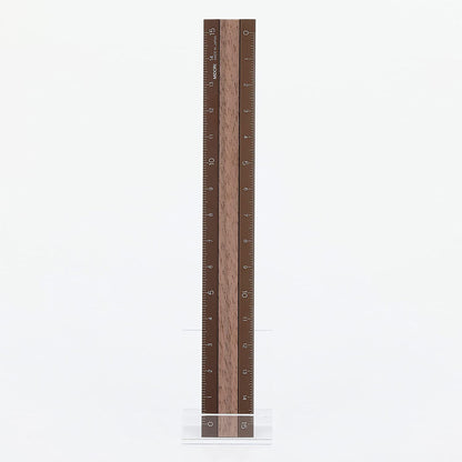 Aluminum & Wood Ruler 15cm Brown / Midori