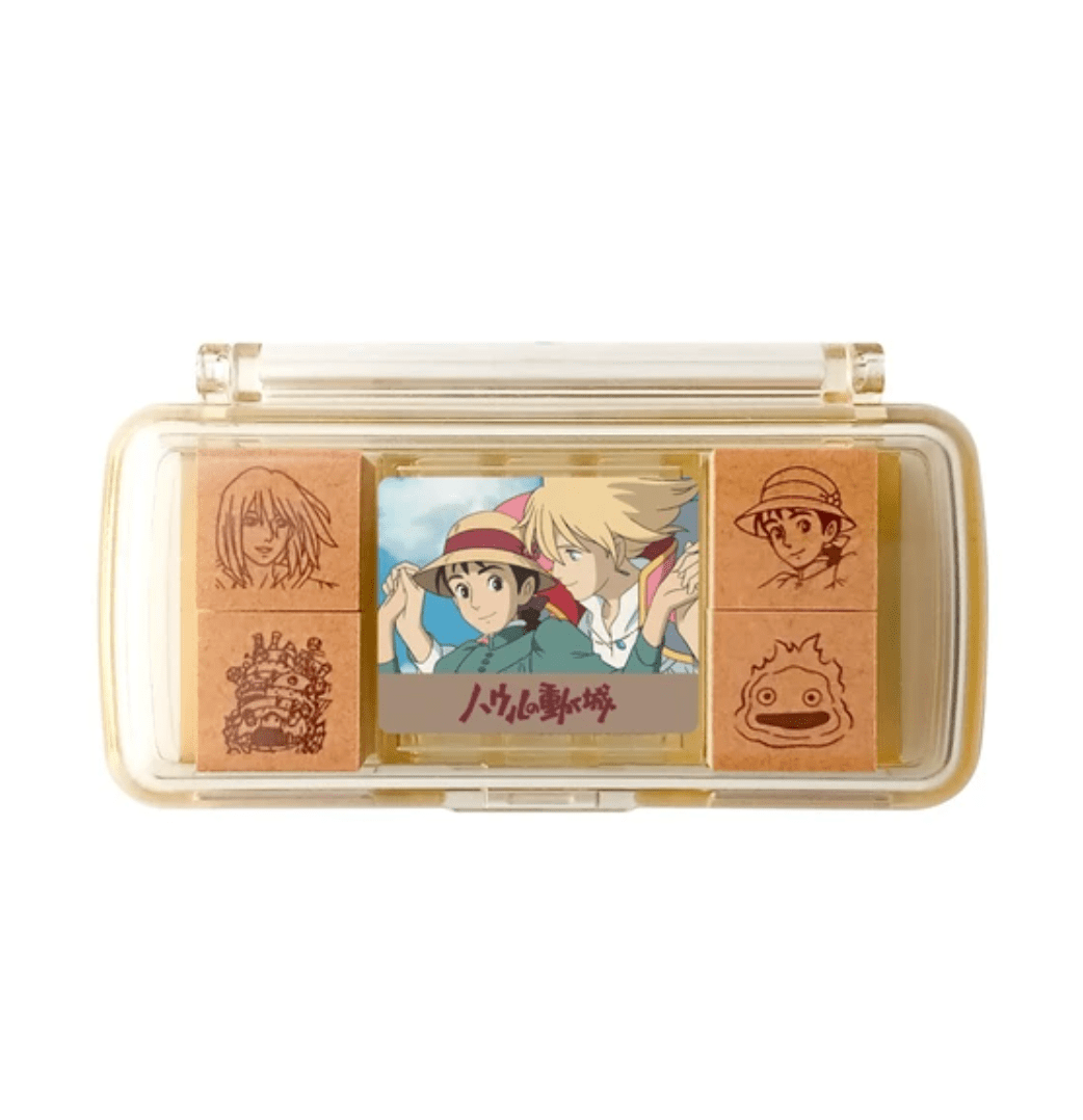 4 mini Howl's Moving Castle stamps in plastic case