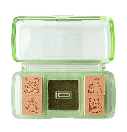 Totoro stamps in opened plastic case with inkpad in the middle